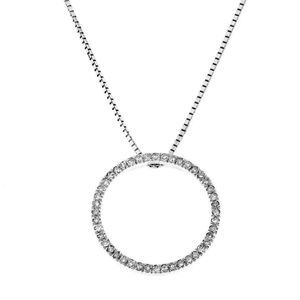 Rarities Sterling Silver White Diamond Open Circle Pendant Necklace